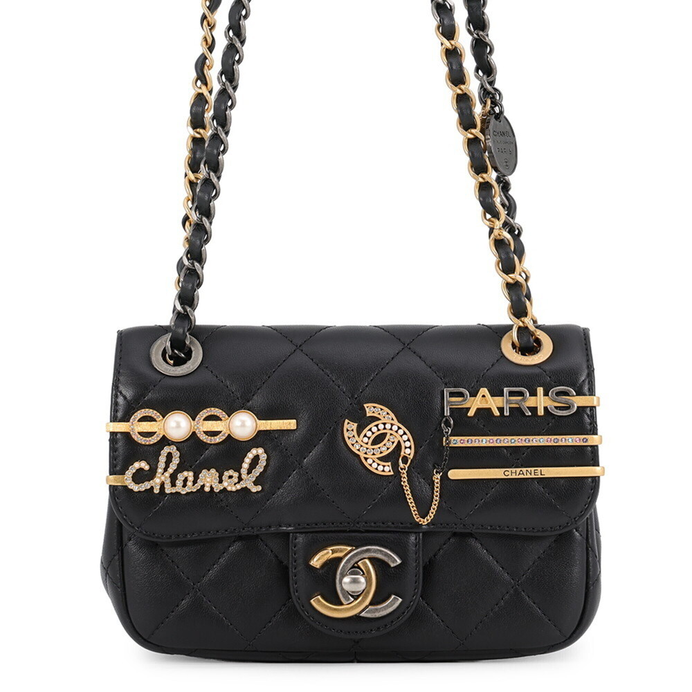 Chanel Shoulder Bag Small Matelassé Coco Mark Lambskin AS2979 CHANEL Black Ha...